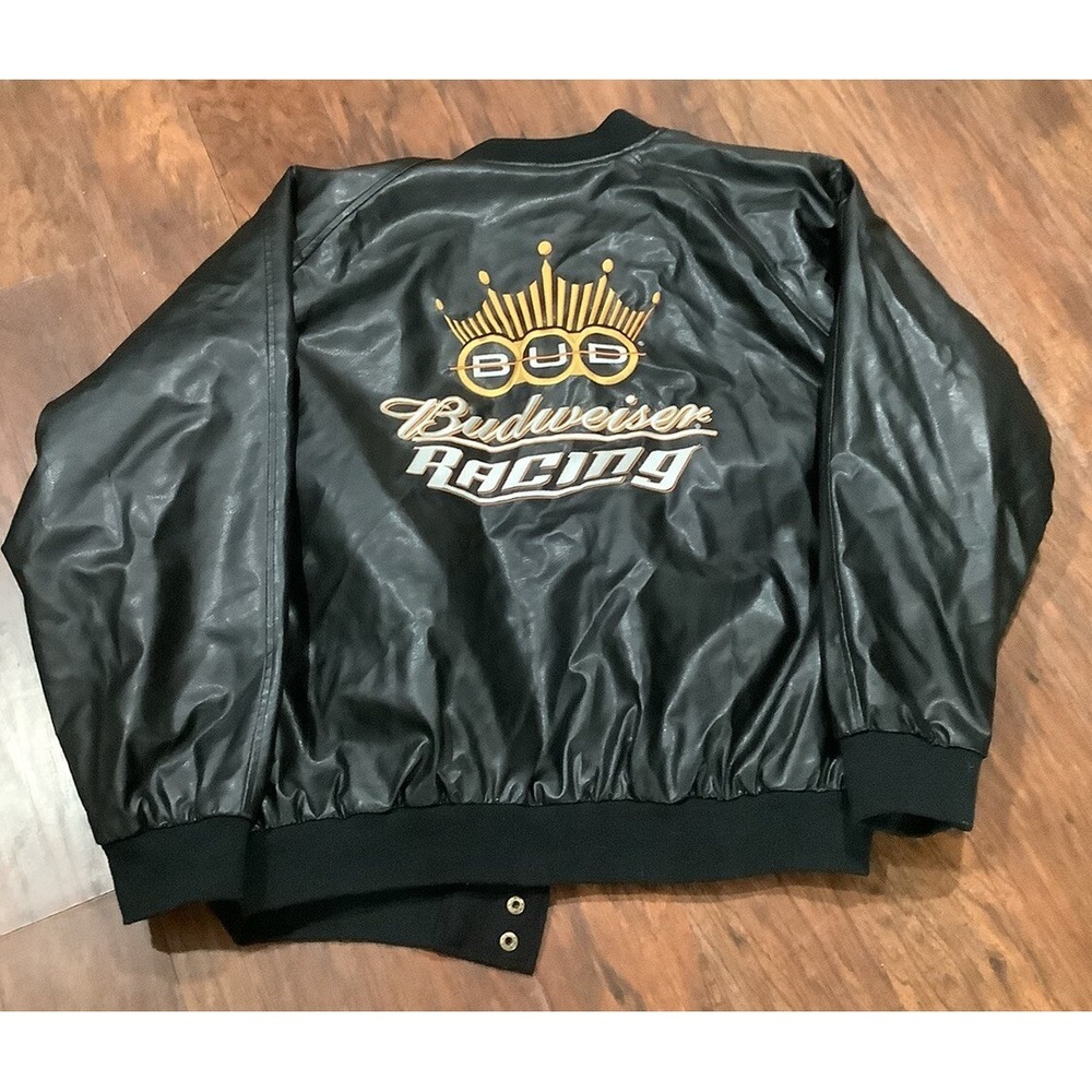 NWT  Vintage Budweiser Racing Poly Vinyl Wool Jacket Sz XLarge NASCAR.